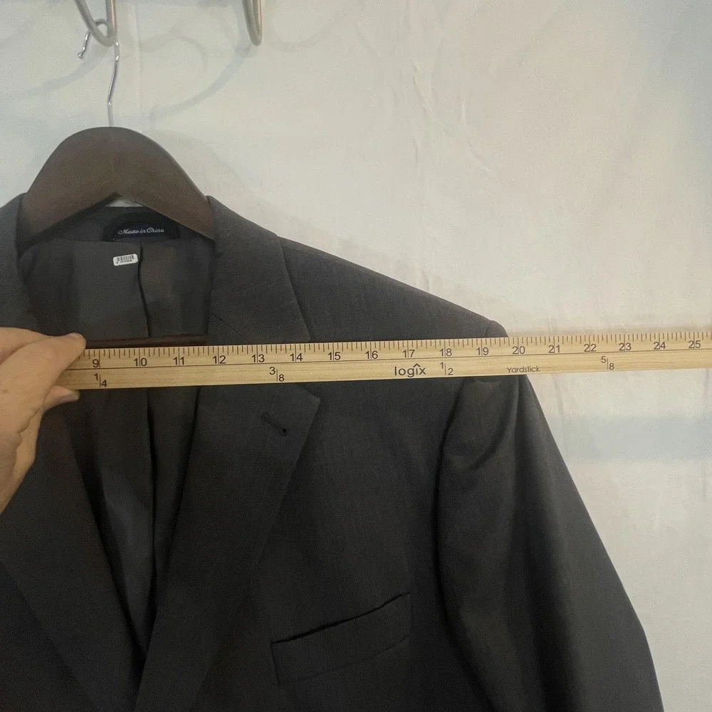 Roundtree & Yorke Blazer Mens 46L Gray 100% Wool Two Button Dillard's‎ Jacket